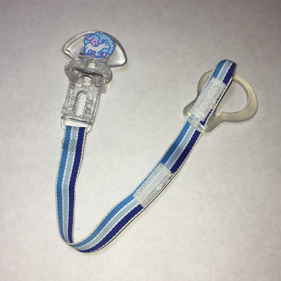 MAM Lamb Sheep Pacifier Leash Clip Striped Blue - Picture 3 of 8